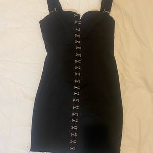 Cute denim black dress with buckles